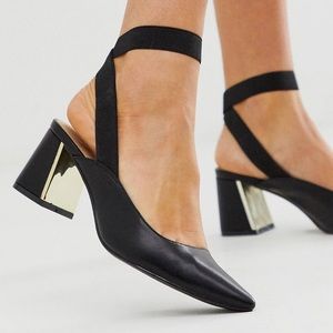 Pointed block heel shoes